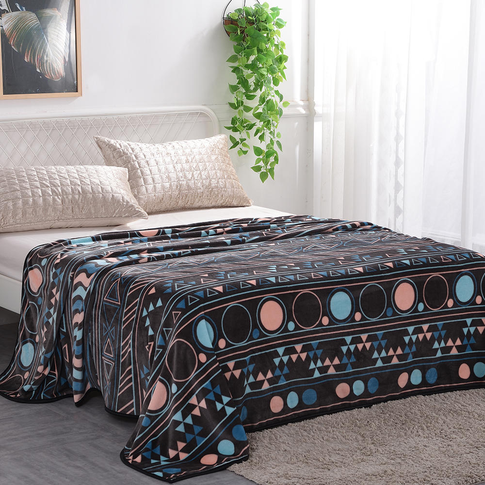 Flannel printed blanket double bed multicolor printing