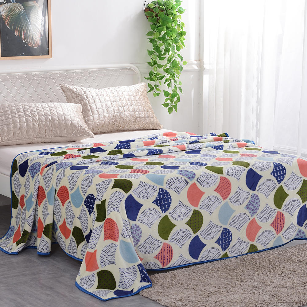 Flannel printed blanket double bed multicolor printing