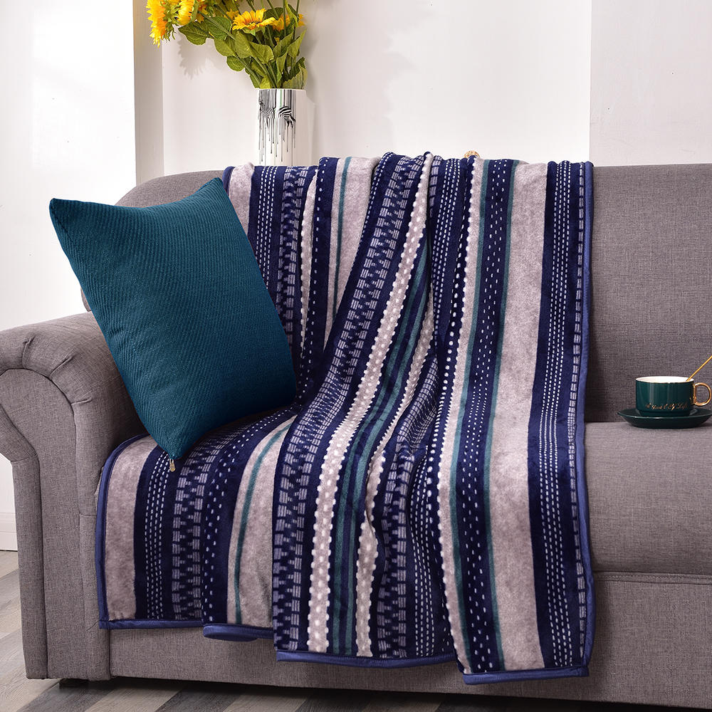 Oversized sofa queen flannel printed blanket, multi-motif prints