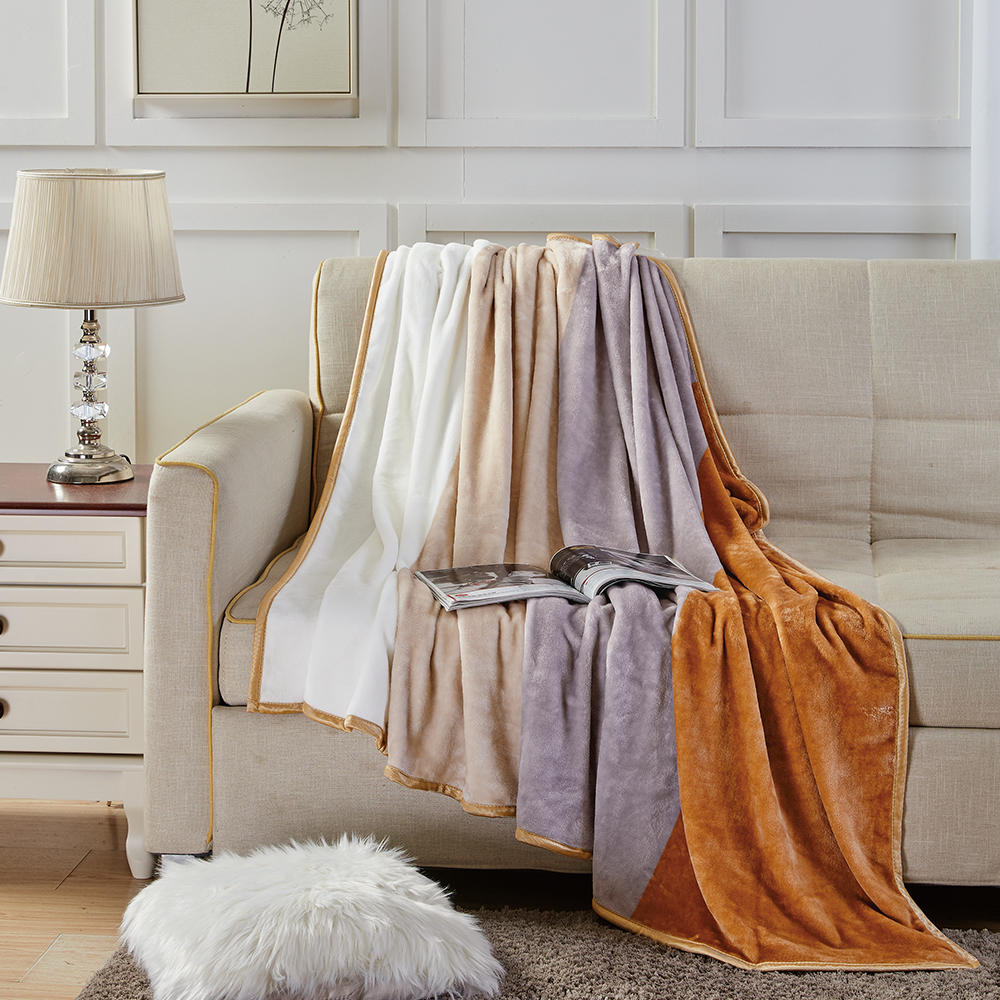 Oversized sofa queen flannel printed blanket, multi-motif prints